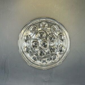 Vintage 5” Floral Frog Clear Glass 16 Hole Flower Holder Florals Displayed Stems